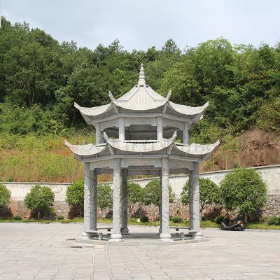 仿古建筑复式斗拱鼎寺院摆放青石雕刻凉亭博鱼网页版