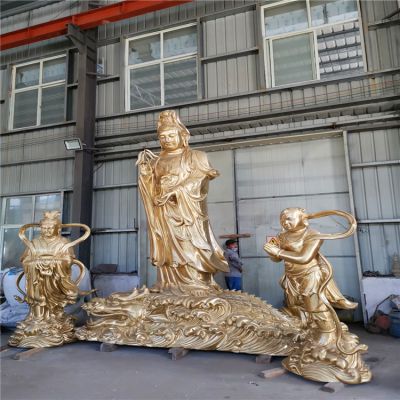 户外景区大型景观不锈钢鎏金观音博鱼网页版