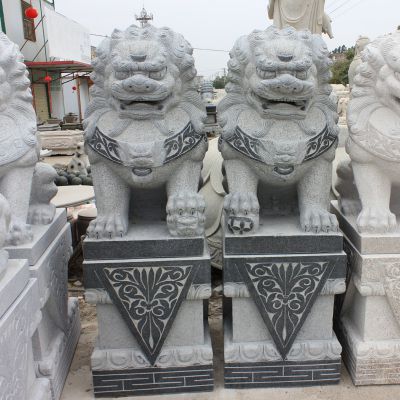 庭院青石一对石雕大型动物狮子博鱼网页版