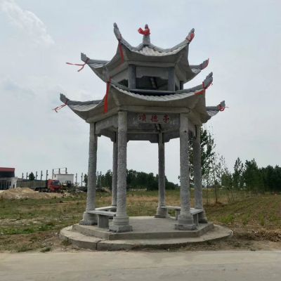 户外景区双层石凉亭 公园景观石雕六角凉亭博鱼网页版