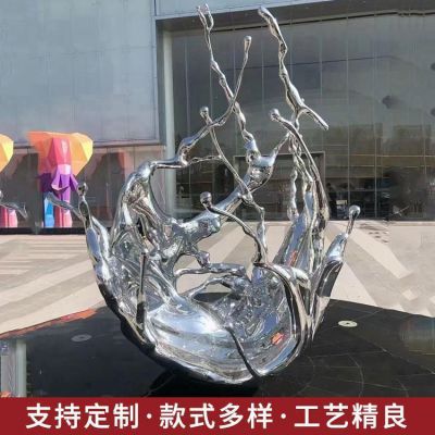 海洋公园水滴美陈展示摆件 不锈钢304钢户外景观博鱼网页版