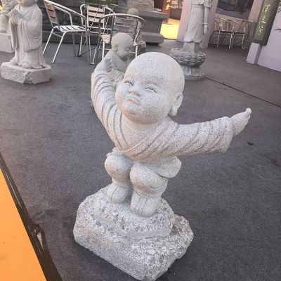 石雕小和尚花岗岩雕刻小沙弥寺庙景区创意人物摆件