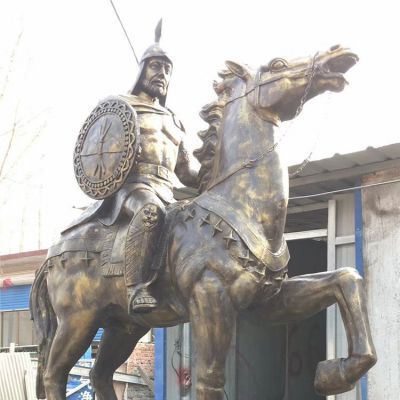 广场摆放玻璃钢 仿铜古代将军骑马人物博鱼网页版