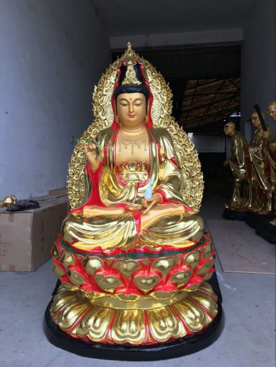 玻璃钢彩绘喷金烤漆庙宇供奉佛像三圣博鱼网页版