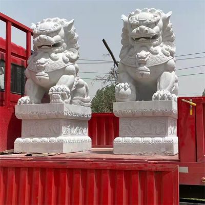 大理石石雕户外庭院门口镇宅招财狮子博鱼网页版