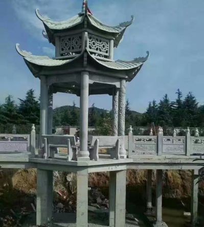 公园造景装饰青石仿古建筑复顶休息凉亭