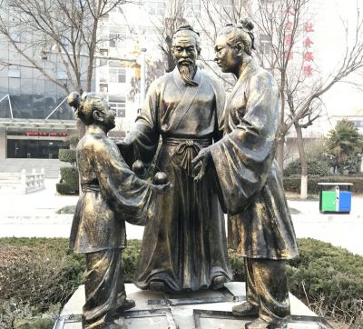 不锈钢仿铜校园广场大型人物景观孔融让梨博鱼网页版
