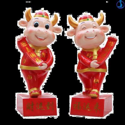 客厅摆放两只财源到福气来玻璃钢牛博鱼网页版