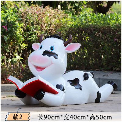 图书馆一只趴着看书的卡通玻璃钢牛博鱼网页版