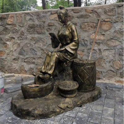 公园广场铜雕园林街道捻药的人物景观摆件