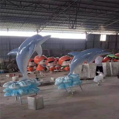 玻璃钢卡通海豚景观摆件游乐园
