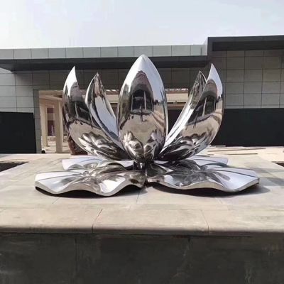 大型不锈钢镜面荷花博鱼网页版园林喷泉水景摆件