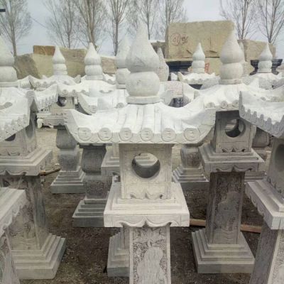 景区寺庙摆放大理石雕刻石灯笼石塔
