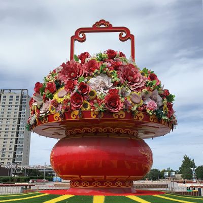 玻璃钢彩绘庆祝国庆节的大花篮博鱼网页版