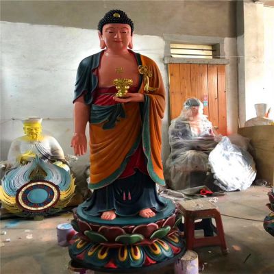 景区大型景观装饰品玻璃钢彩绘神佛三圣博鱼网页版