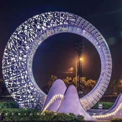 不锈钢镂空太阳能创意户外大型照明圆环