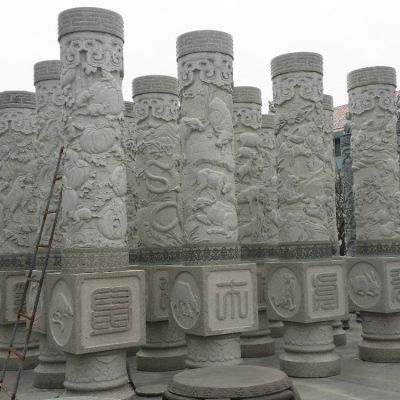 大理石石雕大型浮雕盘龙石柱博鱼网页版