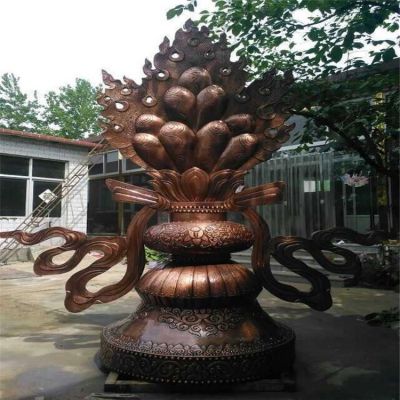 寺庙大型铜雕莲花台创意摆件