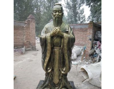 古代名人至圣先师孔子玻璃钢仿铜雕