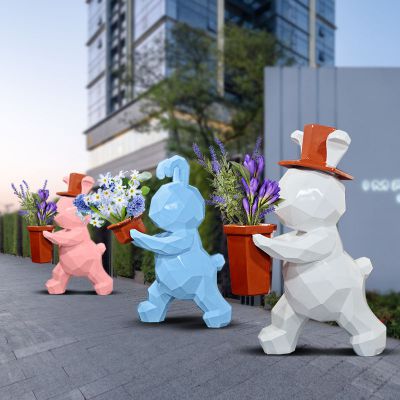 三只拿花篮的玻璃钢兔子博鱼网页版