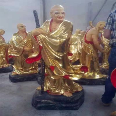 玻璃钢彩绘户外景区寺庙大型景观十八罗汉博鱼网页版