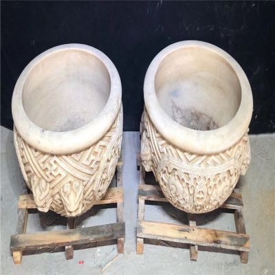 石雕鱼缸 石头汉白玉兽头石缸博鱼网页版