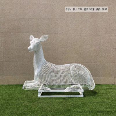 售楼处草坪景观美陈装饰摆件不锈钢抽象梅花鹿博鱼网页版