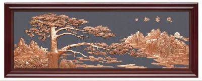 迎客松铜雕装饰画