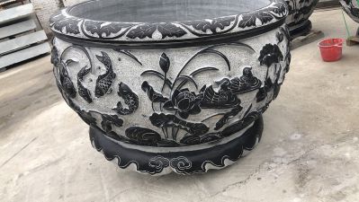 青石石雕庭院别墅浮雕鱼荷花缸博鱼网页版