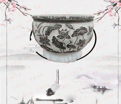 仿古浮雕石雕荷花庭院缸博鱼网页版