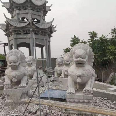 大理石石雕户外别墅小区一对石狮子博鱼网页版