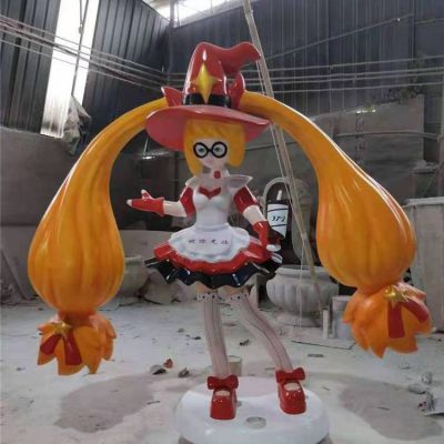 商场摆放玻璃钢彩绘迎宾卡通女孩博鱼网页版