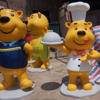 饭店摆放玻璃钢卡通小熊厨师公仔博鱼网页版