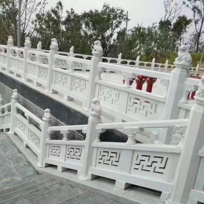 汉白玉浮雕镂空花纹寺庙楼梯台阶装饰栏杆栏板