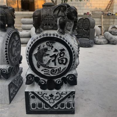 大理石青石做旧仿古浮雕小象 景点门前摆放抱鼓石博鱼网页版