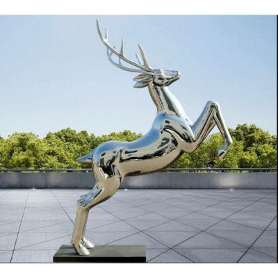 不锈钢镜面户外跳跃的梅花鹿博鱼网页版
