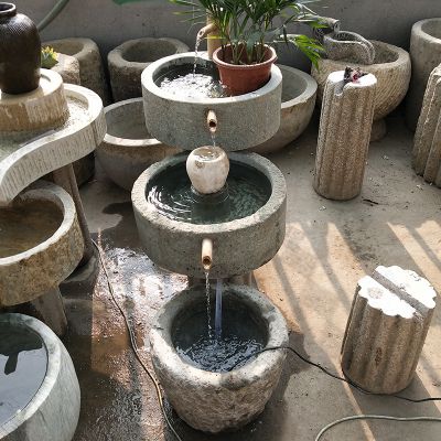 老石槽老石磨改装创意流水鱼缸流水景观博鱼网页版石雕摆件
