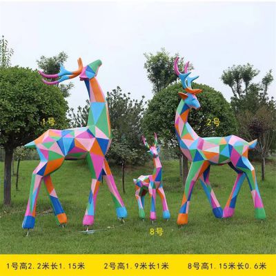户外几何梅花鹿博鱼网页版玻璃钢园林景观