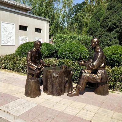 喝茶，玻璃钢仿铜场景人物博鱼网页版