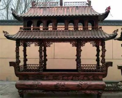 香炉博鱼网页版-景区寺庙两层长形铸铜上香焚烧香炉