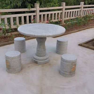 酒店院子大理石圆形石桌石凳