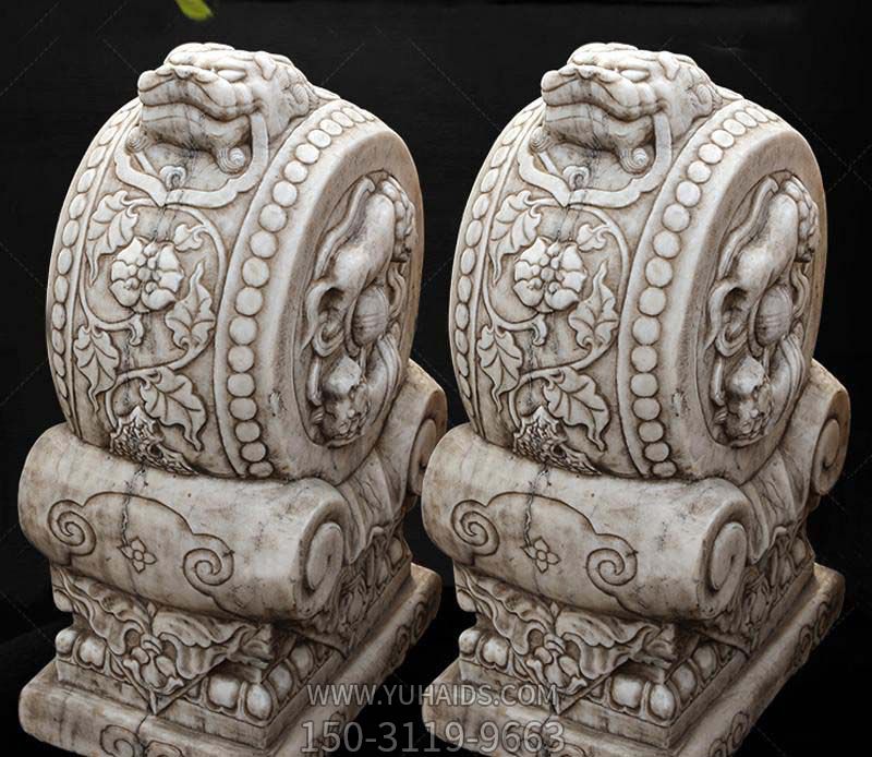 庭院摆放大理石做旧抱鼓石博鱼网页版