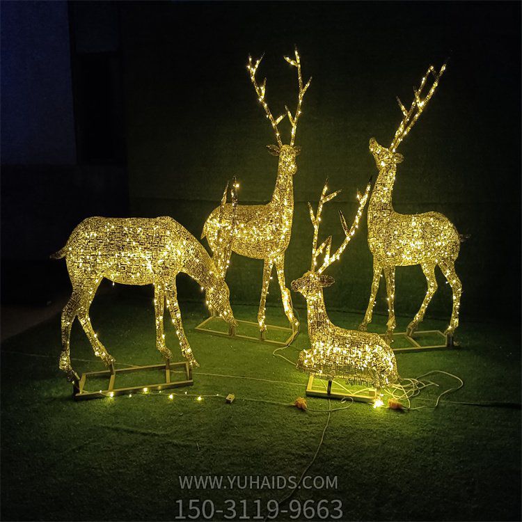 不锈钢镂空铁艺夜晚照明动物景观梅花鹿博鱼网页版