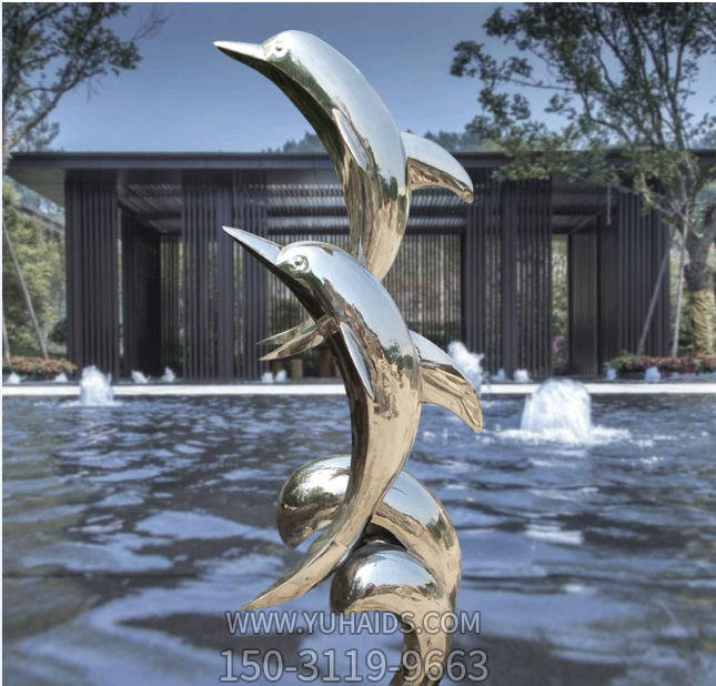 不锈钢镜面海豚，园林水景戏水装饰动物景观博鱼网页版