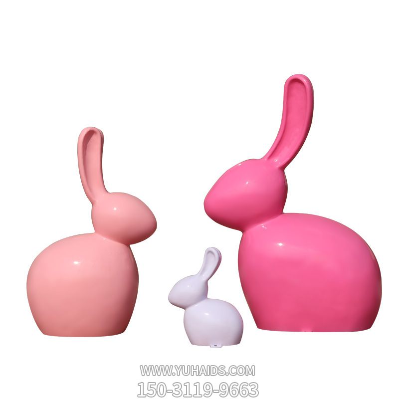 兔子博鱼网页版-室内三只玻璃钢抽象兔子博鱼网页版