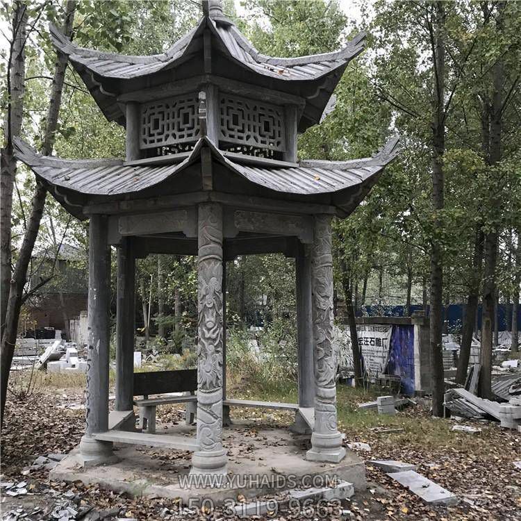 青石浮雕龙纹柱仿古建石头二层凉亭博鱼网页版