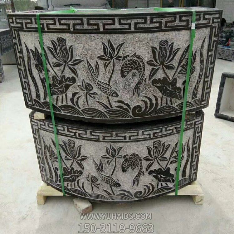 浮雕青石石雕半圆形水缸博鱼网页版