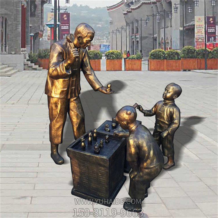 古镇步行街摆放玻璃钢仿铜民俗小贩人物摆件博鱼网页版