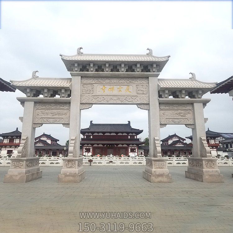 景区三门牌坊  大理石浮雕古建筑石雕门楼博鱼网页版