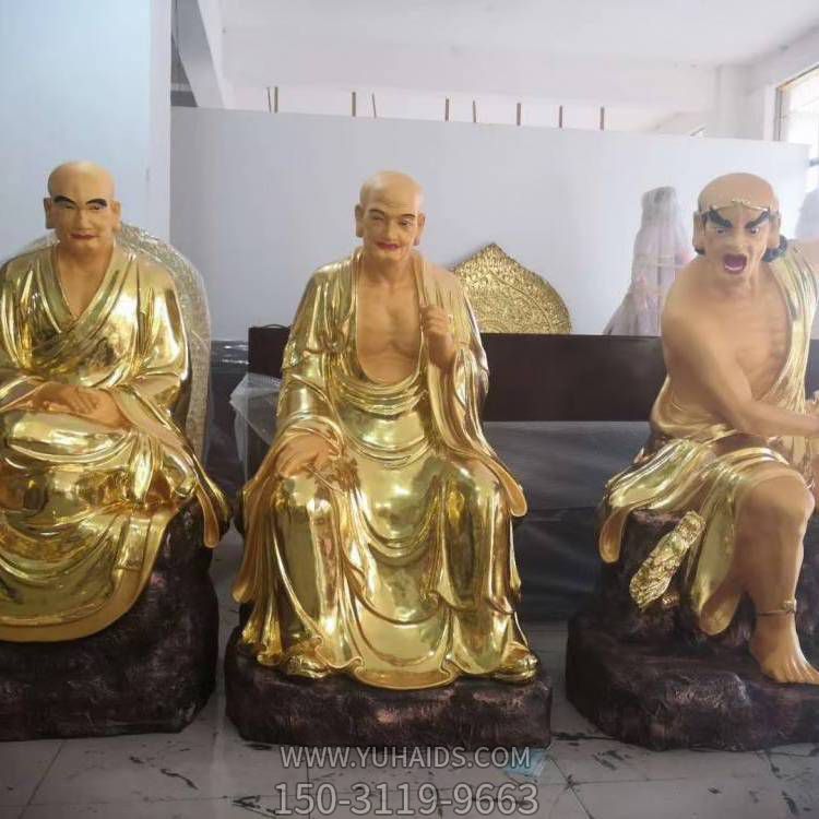 玻璃钢喷金漆寺庙宗教供奉佛像十八罗汉博鱼网页版